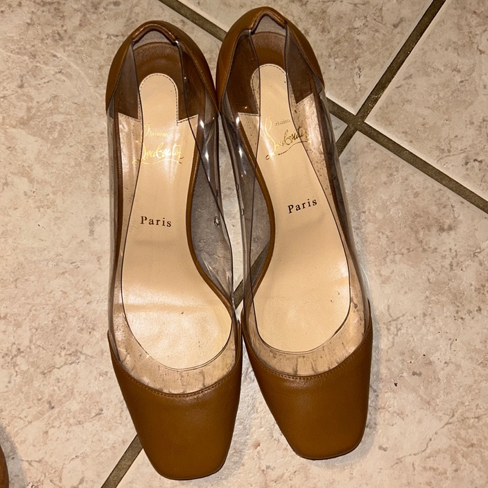 Christian Louboutin grandola 55 brown leather heels
